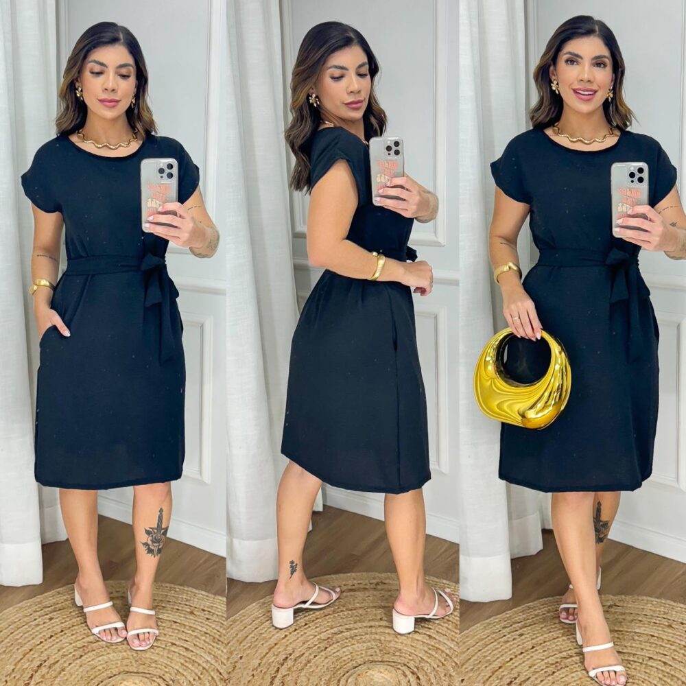 Vestido Midi Confortavel / Feminino Duna / Corda No Cinto - IMAGEM m 6