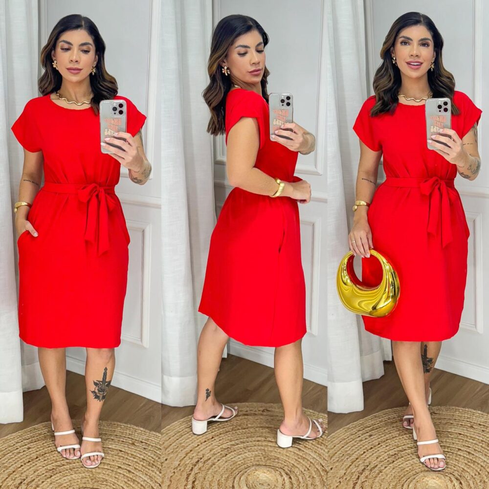 Vestido Midi Confortavel / Feminino Duna / Corda No Cinto