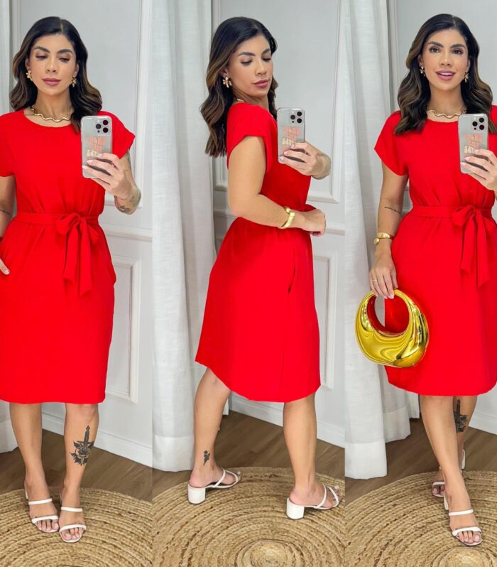 Vestido Midi Confortavel / Feminino Duna / Corda No Cinto