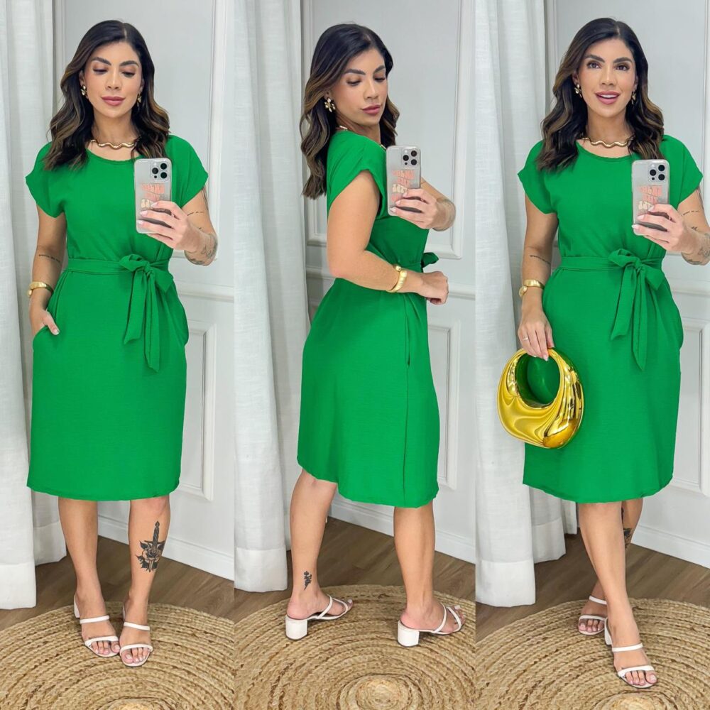 Vestido Midi Confortavel / Feminino Duna / Corda No Cinto - IMAGEM m 5