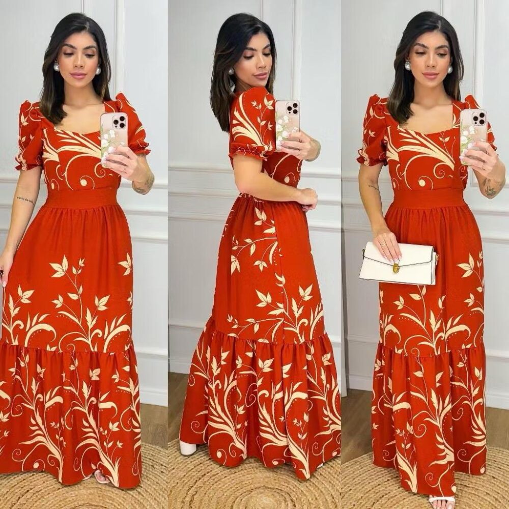 Vestido Longo Feminino Estampado Floral Com Elastex Nas Costas / Contem Bojo - IMAGEM m 3
