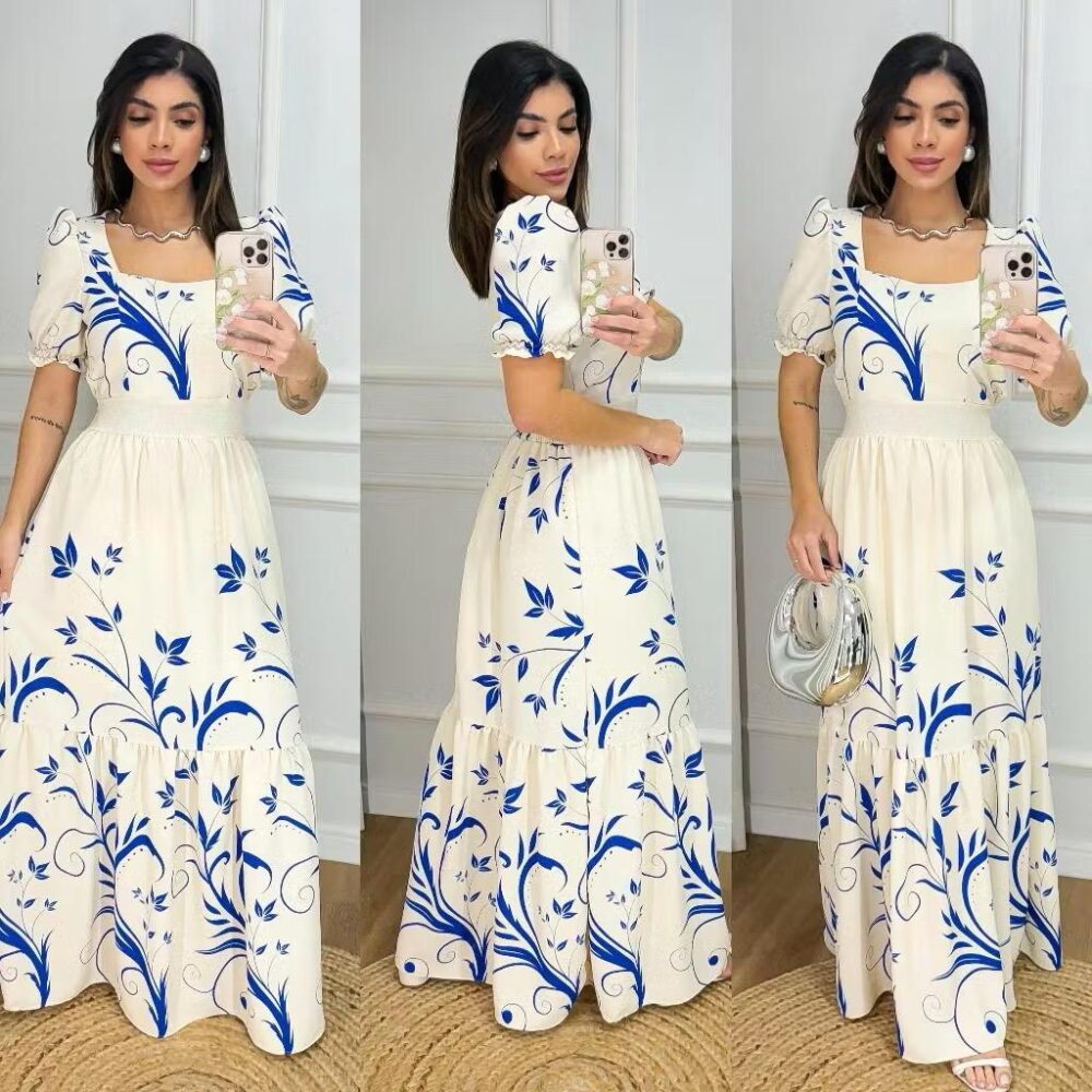 Vestido Longo Feminino Estampado Floral Com Elastex Nas Costas / Contem Bojo - IMAGEM m 6