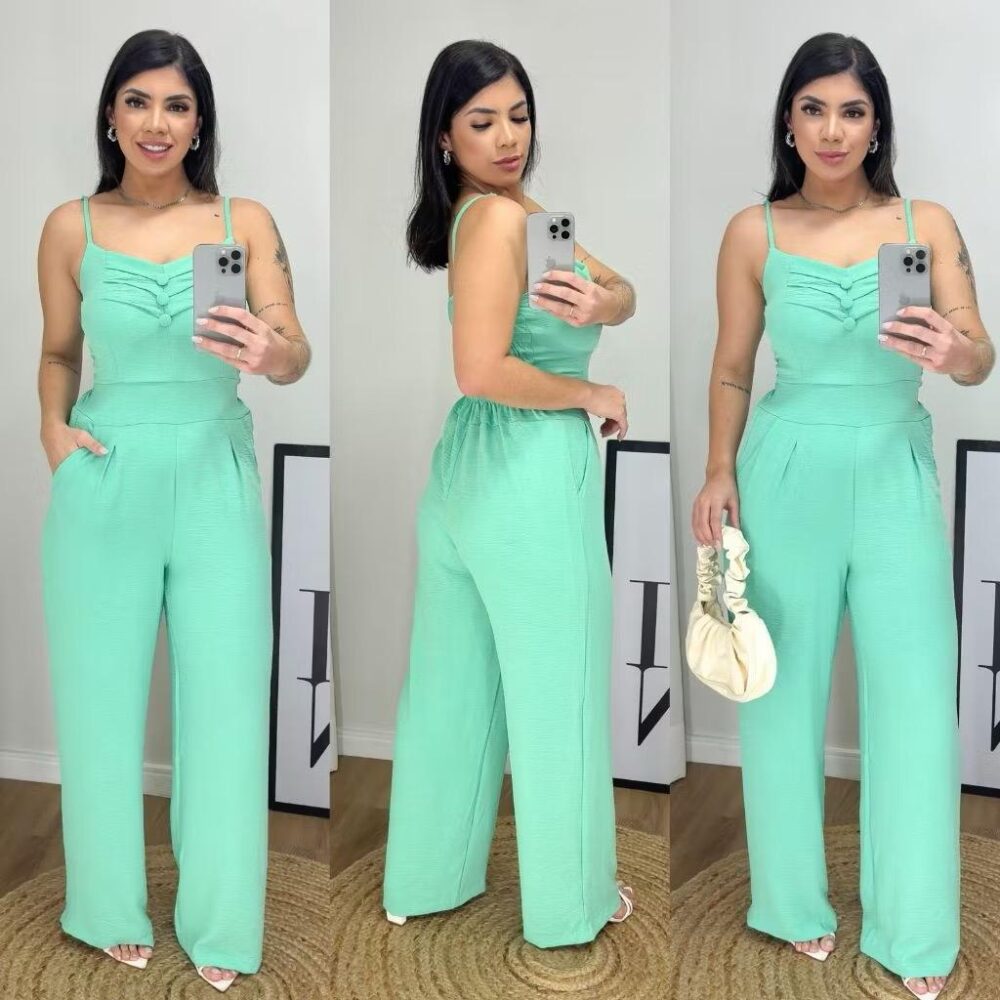 Macacão feminino longo pantalona com elastex nas costas - IMAGEM m 7