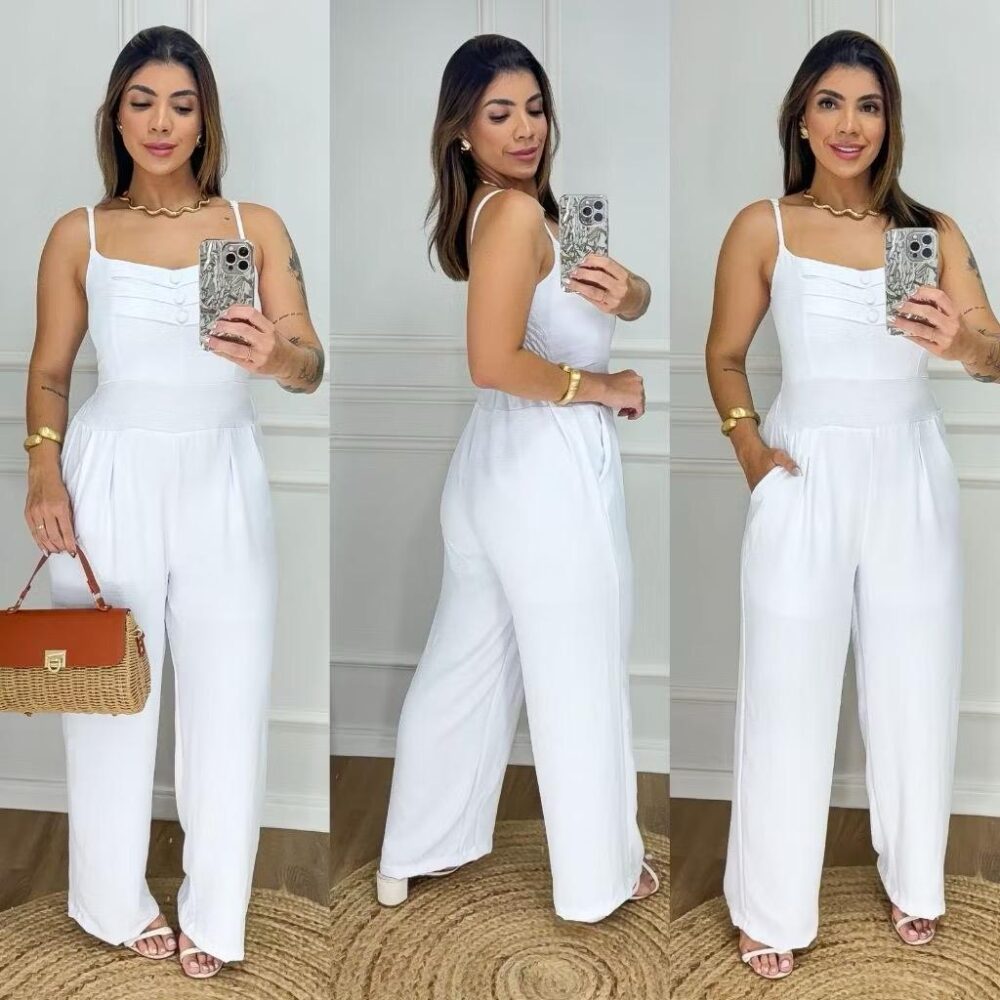 Macacão feminino longo pantalona com elastex nas costas - IMAGEM m 2